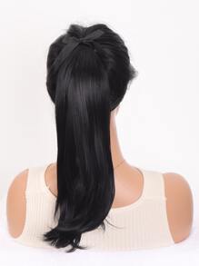 Medium Straight Ponytail Synthetic Hair Extension - Black - View 5