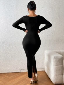 SHEIN Essnce 前鏤空緊身洋裝