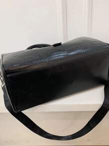 PU 单肩包 鳄鱼压纹 防水 大容量 轻便 旅行包 适合商务、运动、健身、游泳和海滩 返校旅行 健身包 露营巡航 徒步旅行必备品 返校夏季 - 黑色 - 查看 5