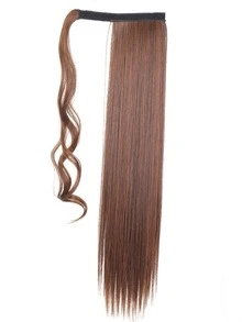 掛勾和環長直馬尾合成髮延伸套件 - Light Brown - 查看 5