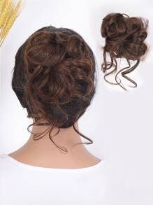 Short Curly Synthetic Hair Updo With Claw - Light Brown - View 1