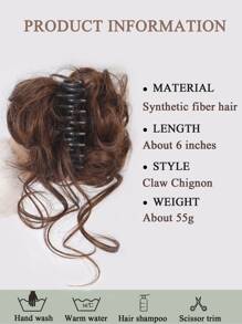 Short Curly Synthetic Hair Updo With Claw - Light Brown - View 3