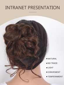 Short Curly Synthetic Hair Updo With Claw - Light Brown - View 4