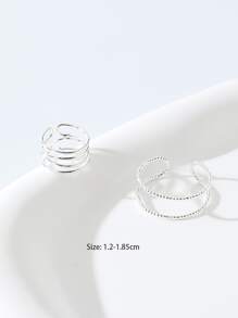 2pcs/set Minimalist Toe Ring - Silver - View 3