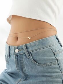 Heart Decor Waist Chain - Yellow Gold - View 1