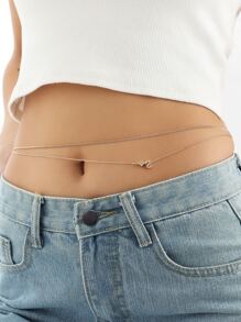 Heart Decor Waist Chain - Yellow Gold - View 4