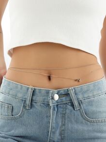 Heart Decor Waist Chain - Yellow Gold - View 5