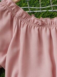 SHEIN 女孩泡泡袖上衣和印花半身裙