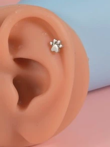 1入組爪子設計耳釘 - 銀色 - 查看 1