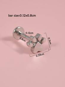 1入組爪子設計耳釘 - 銀色 - 查看 3