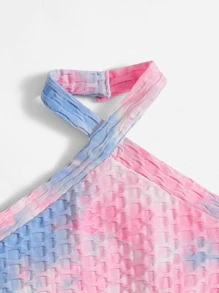 SHEIN Girls Tie Dye Halter Romper - Multicolor - View 4