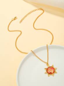 Letter Detail Star Charm Necklace - Yellow Gold - View 2