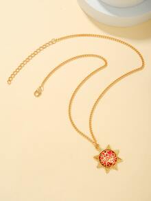 Letter Detail Star Charm Necklace - Yellow Gold - View 3