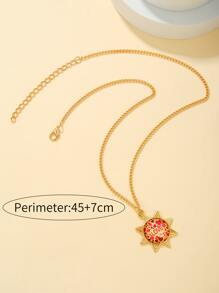 Letter Detail Star Charm Necklace - Yellow Gold - View 4