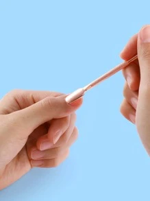 3入組金色雙面式指甲角質推子套裝,不鏽鋼指甲角質推子、削皮器、去除凝膠指甲油、角質除去美甲工具,適用於手足指甲 - 金色 - 查看 2