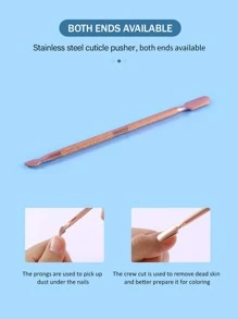 3入組金色雙面式指甲角質推子套裝,不鏽鋼指甲角質推子、削皮器、去除凝膠指甲油、角質除去美甲工具,適用於手足指甲 - 金色 - 查看 4