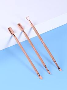 3入組金色雙面式指甲角質推子套裝,不鏽鋼指甲角質推子、削皮器、去除凝膠指甲油、角質除去美甲工具,適用於手足指甲 - 金色 - 查看 10