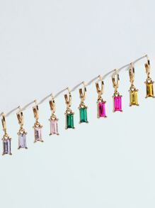 5 pares Pendientes con diseño de diamante de imitación - Multicolor - Ver 2