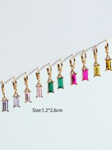 5 pares Pendientes con diseño de diamante de imitación - Multicolor - Ver 3