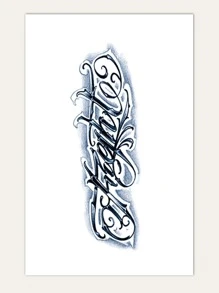 1 hoja Pegatina tatuaje con estampado de letra - Azul - Ver 1