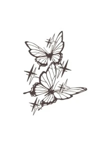 1 miếng dán hình xăm tạm thời hình con bướm chống thấm nước lâu trôi - màu đen - Xem 2