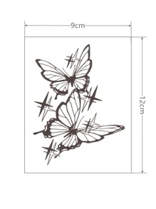 1 miếng dán hình xăm tạm thời hình con bướm chống thấm nước lâu trôi - màu đen - Xem 3