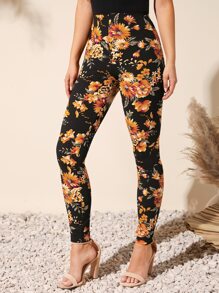 SHEIN Clasi Floral Print High Waist Leggings - Multicolor - View 1