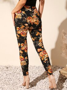 SHEIN Clasi Floral Print High Waist Leggings - Multicolor - View 2