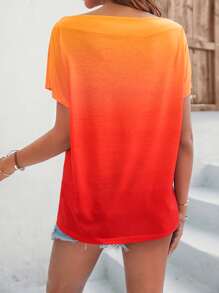 SHEIN LUNE 漸層蝙蝠袖T恤 - 彩色 - 查看 2