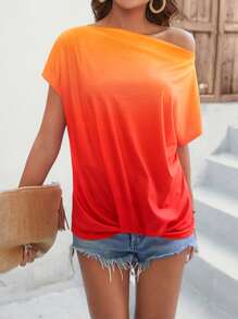 SHEIN LUNE 漸層蝙蝠袖T恤 - 彩色 - 查看 3