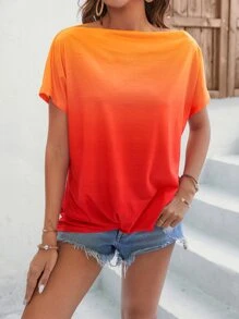 SHEIN LUNE 漸層蝙蝠袖T恤 - 彩色 - 查看 5