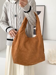 Minimalist Shopper Bag School Bag For Graduate, Teen Girls, Freshman, Sophomore, Junior & Senior In College, University & High School, Perfect For Outdoors ,Travel & Back To School - Brown - View 1