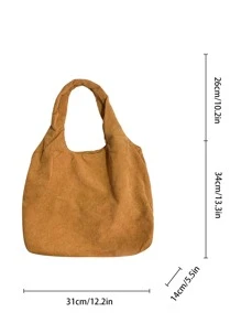 Minimalist Shopper Bag School Bag For Graduate, Teen Girls, Freshman, Sophomore, Junior & Senior In College, University & High School, Perfect For Outdoors ,Travel & Back To School - Brown - View 2