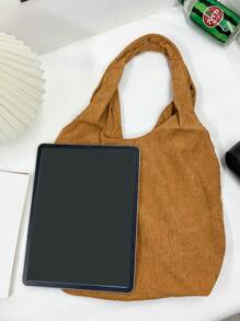 Minimalist Shopper Bag School Bag For Graduate, Teen Girls, Freshman, Sophomore, Junior & Senior In College, University & High School, Perfect For Outdoors ,Travel & Back To School - Brown - View 3