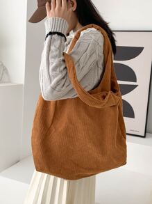 Minimalist Shopper Bag School Bag For Graduate, Teen Girls, Freshman, Sophomore, Junior & Senior In College, University & High School, Perfect For Outdoors ,Travel & Back To School - Brown - View 5