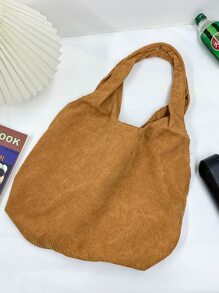 Minimalist Shopper Bag School Bag For Graduate, Teen Girls, Freshman, Sophomore, Junior & Senior In College, University & High School, Perfect For Outdoors ,Travel & Back To School - Brown - View 6