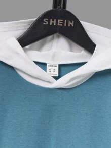 SHEIN Boys Letter Patched Hooded 2 In 1 Tee - Dusty Blue - View 4