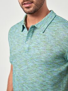 Manfinity VCAY Men Space Dye Polo Shirt - Mint Green - View 3