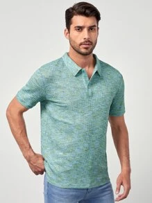 Manfinity VCAY Men Space Dye Polo Shirt - Mint Green - View 4