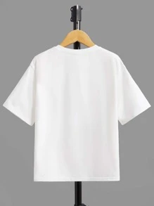 SHEIN Boys Bear & Slogan Graphic Tee - White - View 2