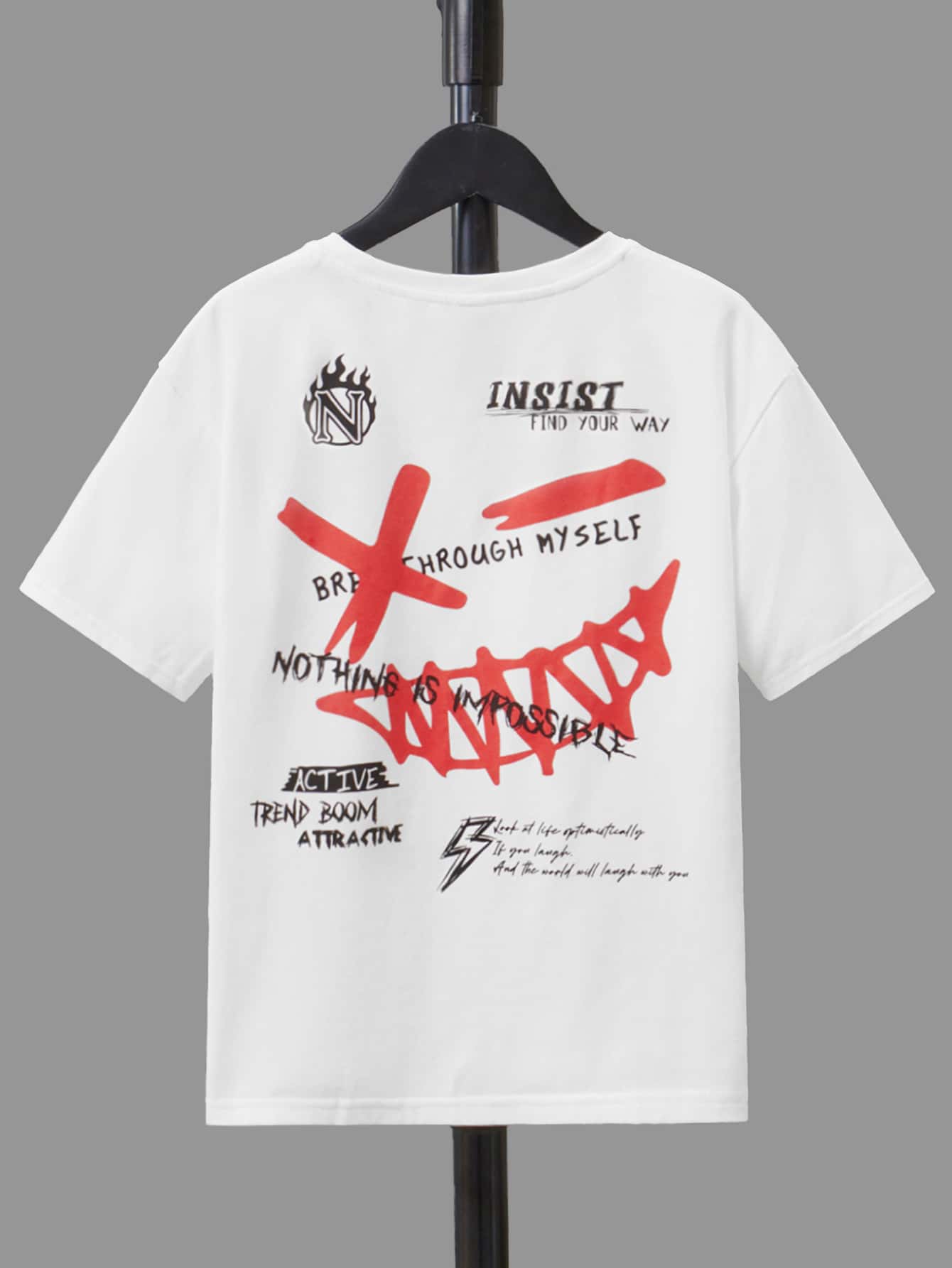 SHEIN Boys Expression & Slogan Graphic Drop Shoulder Tee - White - View 1