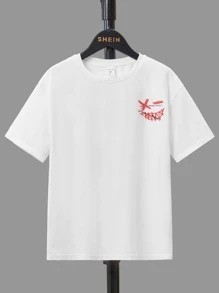 SHEIN Boys Expression & Slogan Graphic Drop Shoulder Tee - White - View 2