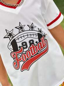 SHEIN Boys Letter Graphic Contrast Binding Tee - White - View 8