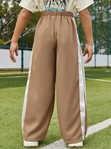 SHEIN Boys Contrast Sideseam Trousers - Khaki - View 2