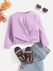 SHEIN Baby Twist Hem Sweatshirt - Lilac Purple - View 1