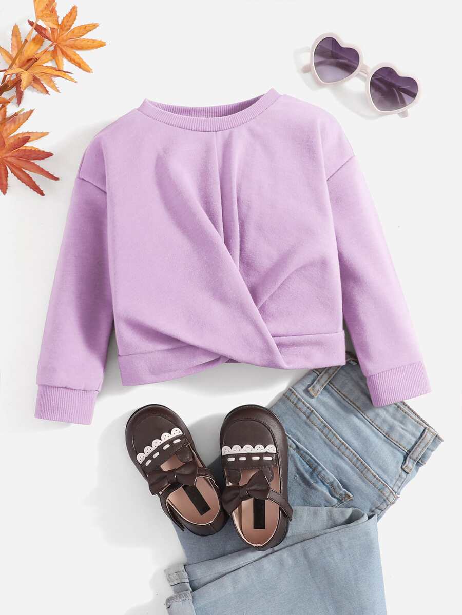 SHEIN Baby Twist Hem Sweatshirt - Lilac Purple - View 1