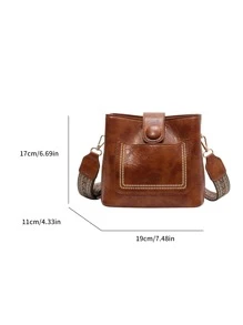 迷你縫合細節方形包復古斜背包流浪漢包復古京劇印花手提包女休閒手提包單肩皮夾