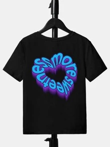 SHEIN Boys Letter Graphic Tee - Black - View 1