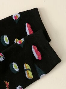 1雙男士透氣吸汗時尚中筒襪，壽司圖案 - 彩色 - 查看 3