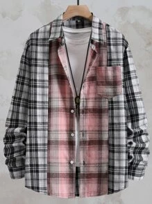Manfinity Men Plaid Print Colourblock Shirt Without Tee - Multicolor - View 1